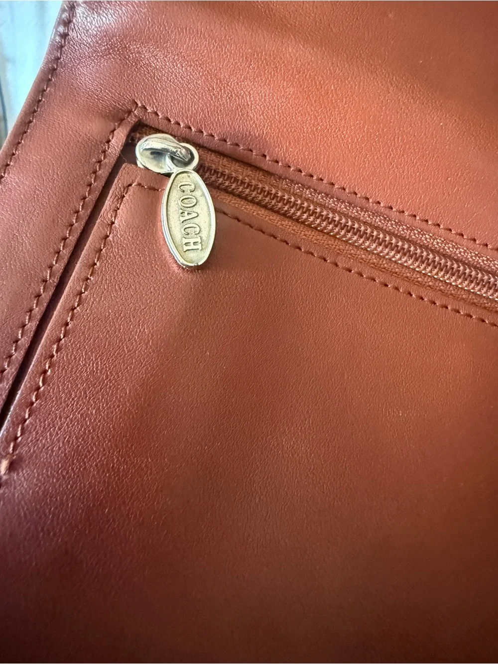 Coach Classic soft calfskin Leather Foldover Clutch Wallet - Brown tan